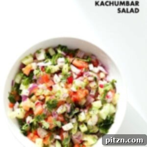 Kachumber Salad - Cucumber Tomato Onion Salad Recipe. Kachumbar is a simple chopped Summer Salad with chopped onions, tomatoes, cucumbers.