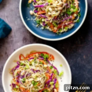 Vegan Peanut Sesame Noodle Salad with colorful vegetables