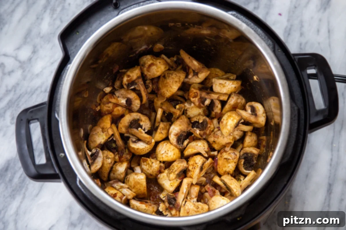 sauteed mushrooms in an Instant Pot 