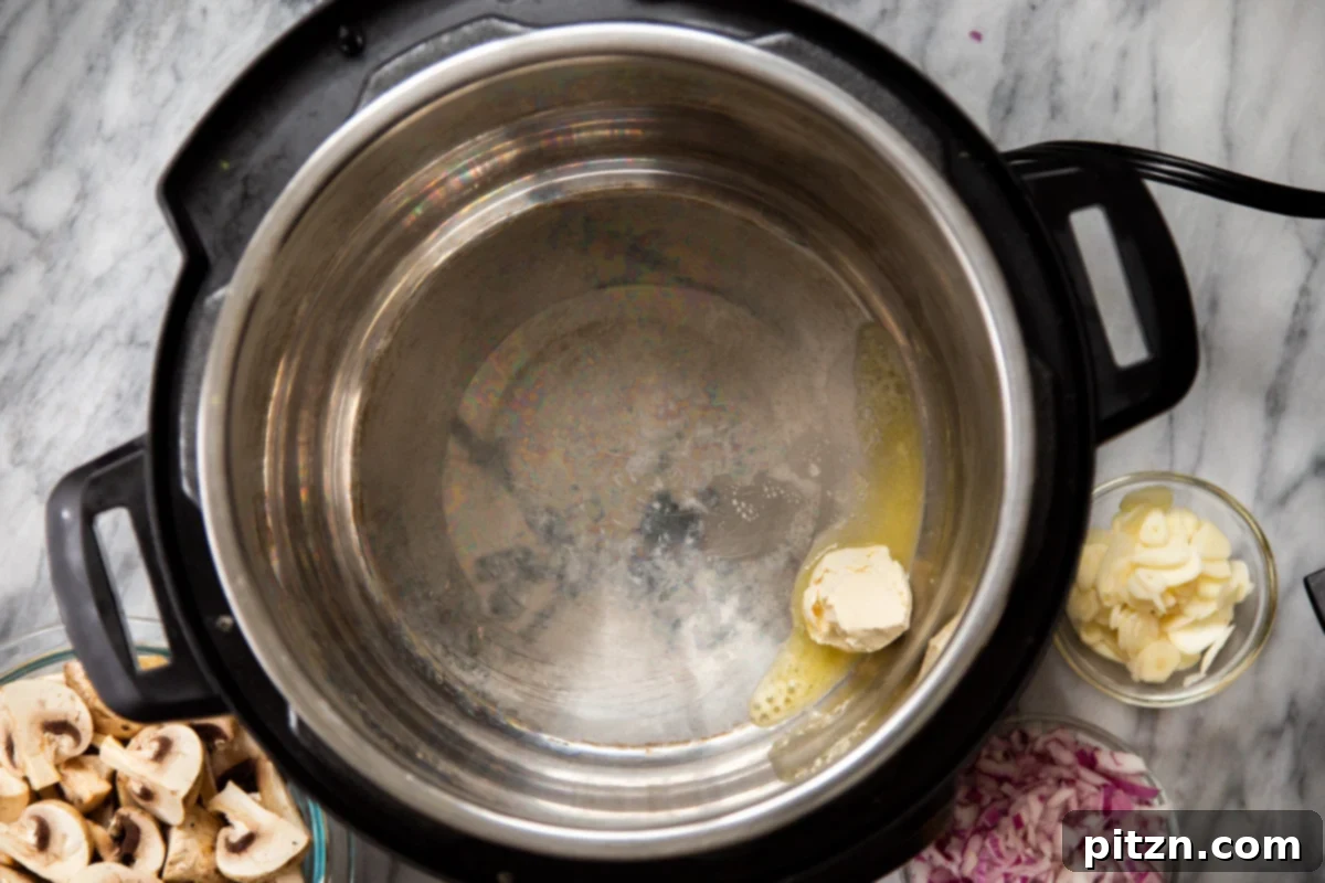 vegan butter being melted in an Instant Pot 