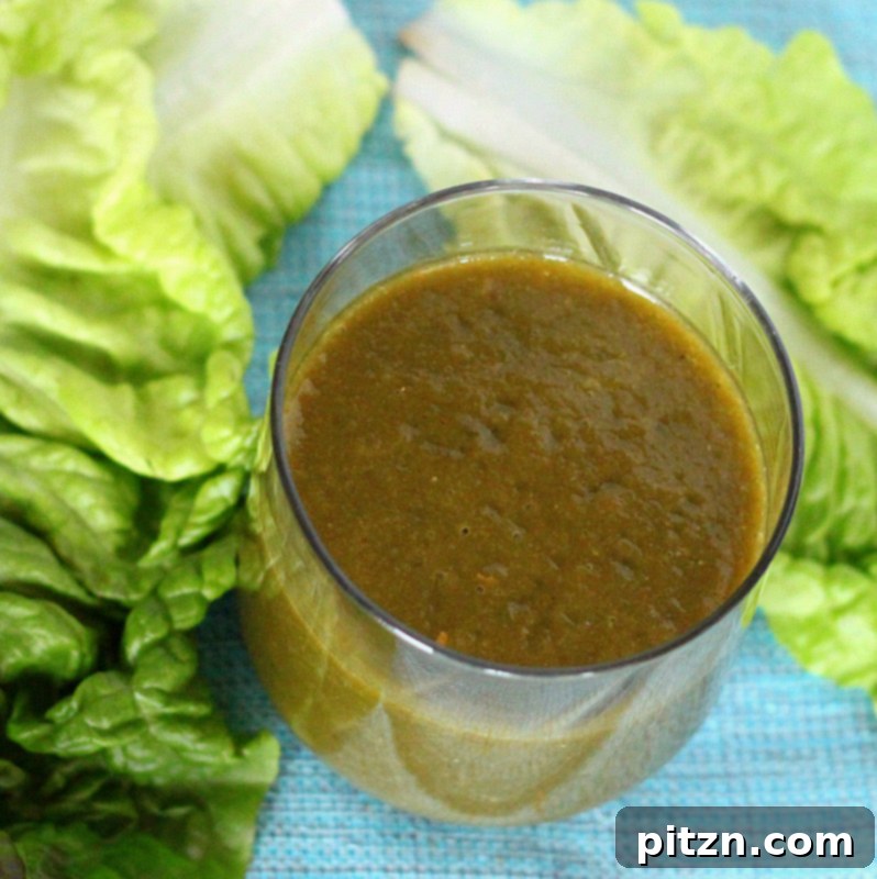 Another perspective of the vibrant green Chard, Lettuce, Pear, Ginger Smoothie.