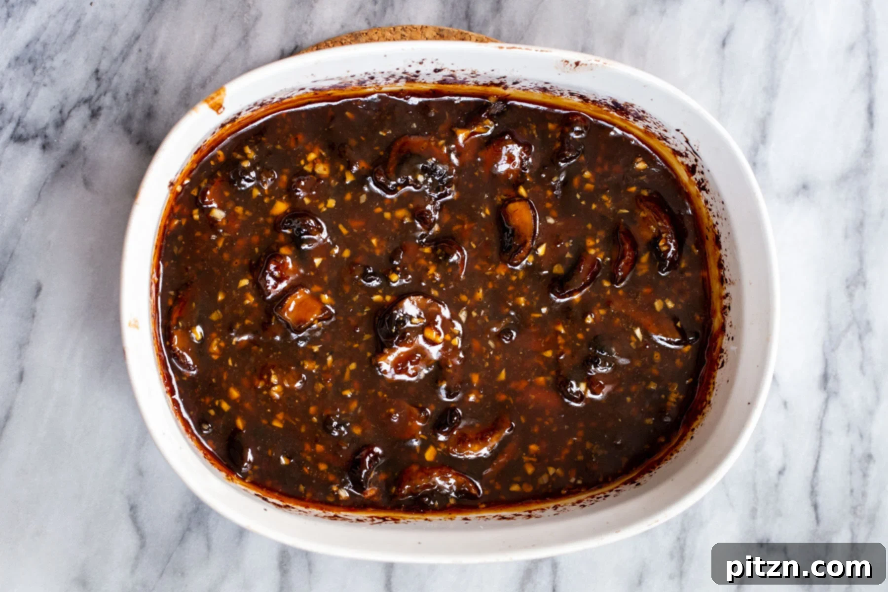 Sesame Glazed Mushrooms 13 Sticky sesame mushrooms in a casserole dish