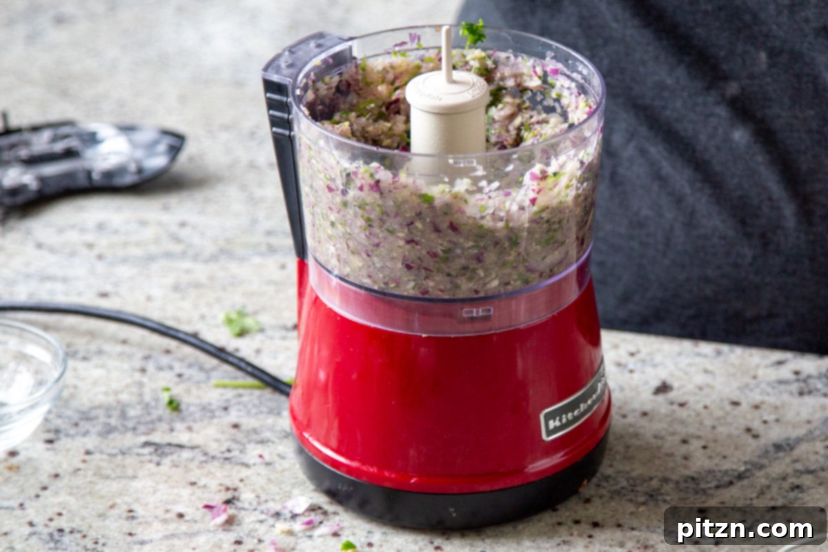 Vegan Lentil Keema Pav Bake 9 aromatics in the food processor after chopping