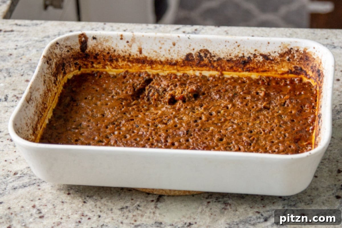 Vegan Lentil Keema Pav Bake 16 keema lentils in the baking pan after baking