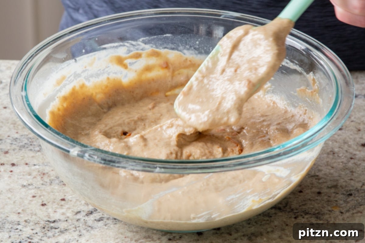 Decadent Carrot Halwa Gateau 24 The finished vegan carrot halwa cake batter, mixed and ready for the pan.