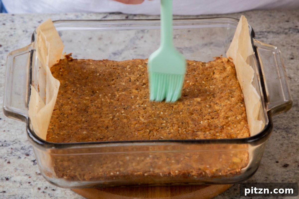 Doritos Nacho Crunch Bars 14 Brushing oil onto the surface of baked savory granola bars