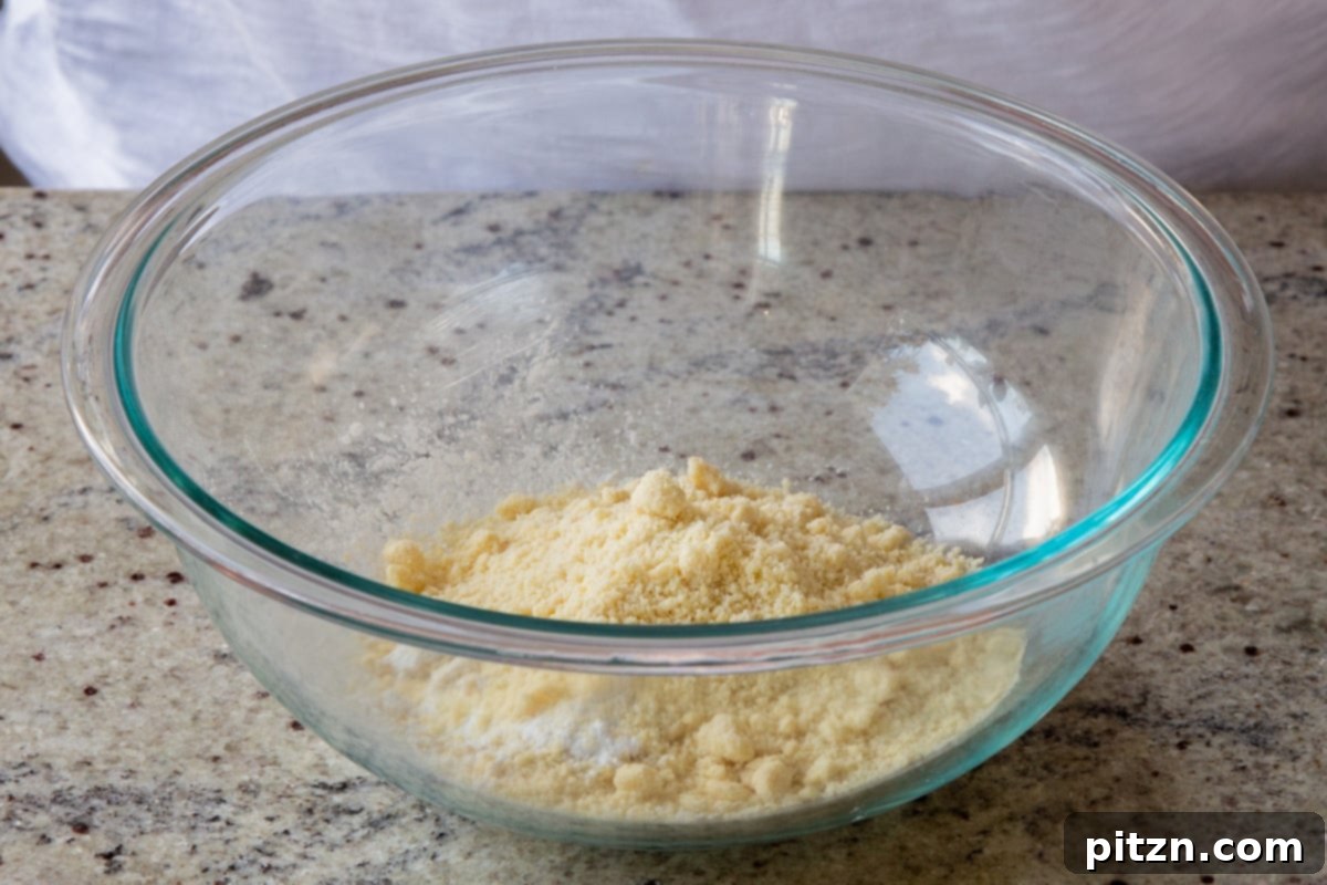 Doritos Nacho Crunch Bars 6 Almond flour in a mixing bowl, ready for other ingredients