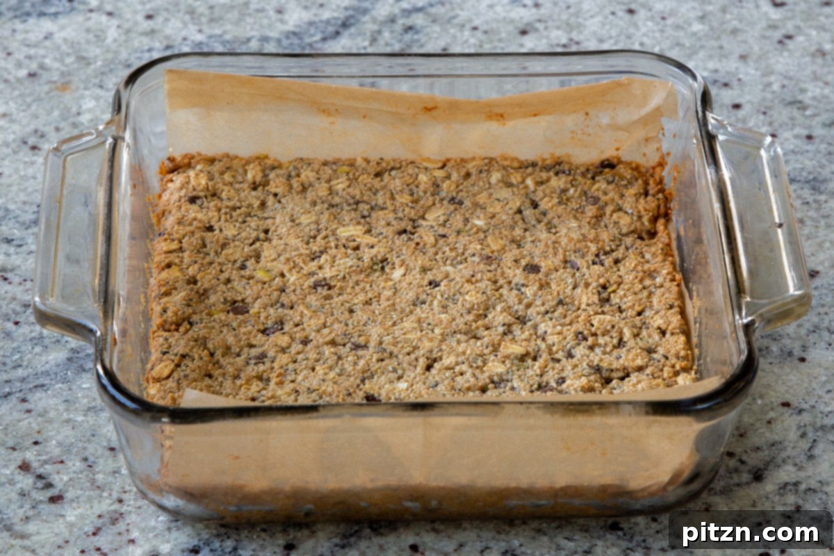 Perfectly Crisp Granola Bars 15 granola bar dough, pressed into the baking pan