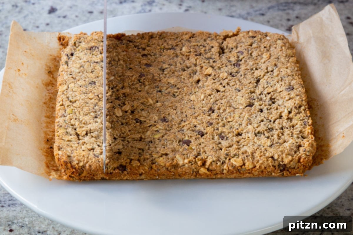 Perfectly Crisp Granola Bars 16 baked granola bars, before slicing