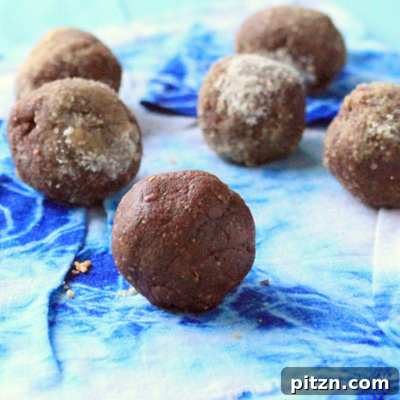 Gingerbread spiced Chocolate Nut butter truffles. Chocolate Nut butter spiced truffles rolled in Gingerbread spices. Easy Holiday treat. | VeganRicha.com #vegan #glutenfree #truffle