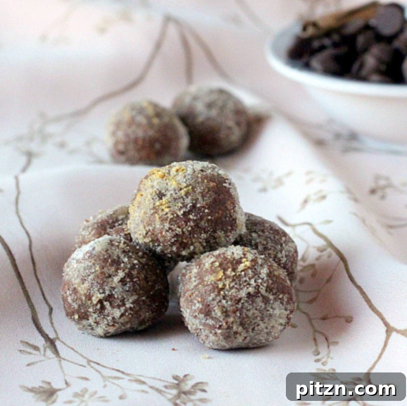 Gingerbread spiced Chocolate Nut butter truffles. Chocolate Nut butter spiced truffles rolled in Gingerbread spices. Easy Holiday treat. | VeganRicha.com #vegan #glutenfree #truffle