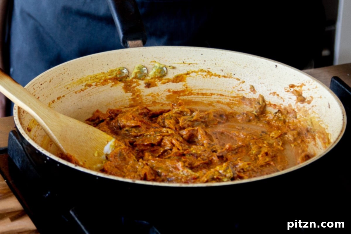 North Indian Restaurant Bhuna: A Vegetarian Curry Classic 12 bhuna sauce after mixing in the tomato paste and non-dairy yogurt