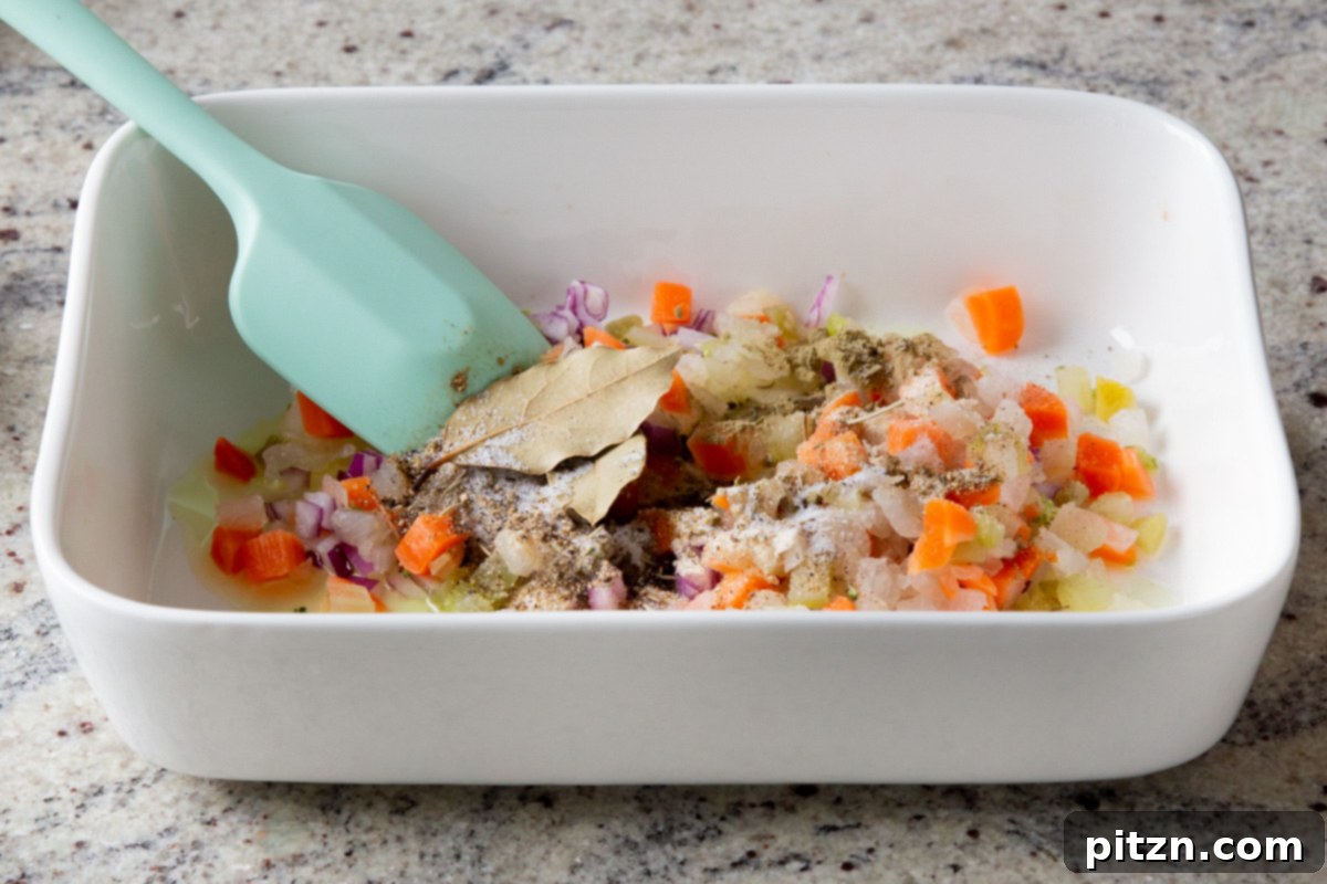 Everything Bagel Pot Pie Remix 10 Adding a variety of dried spices and herbs to the baked vegetables in the pan