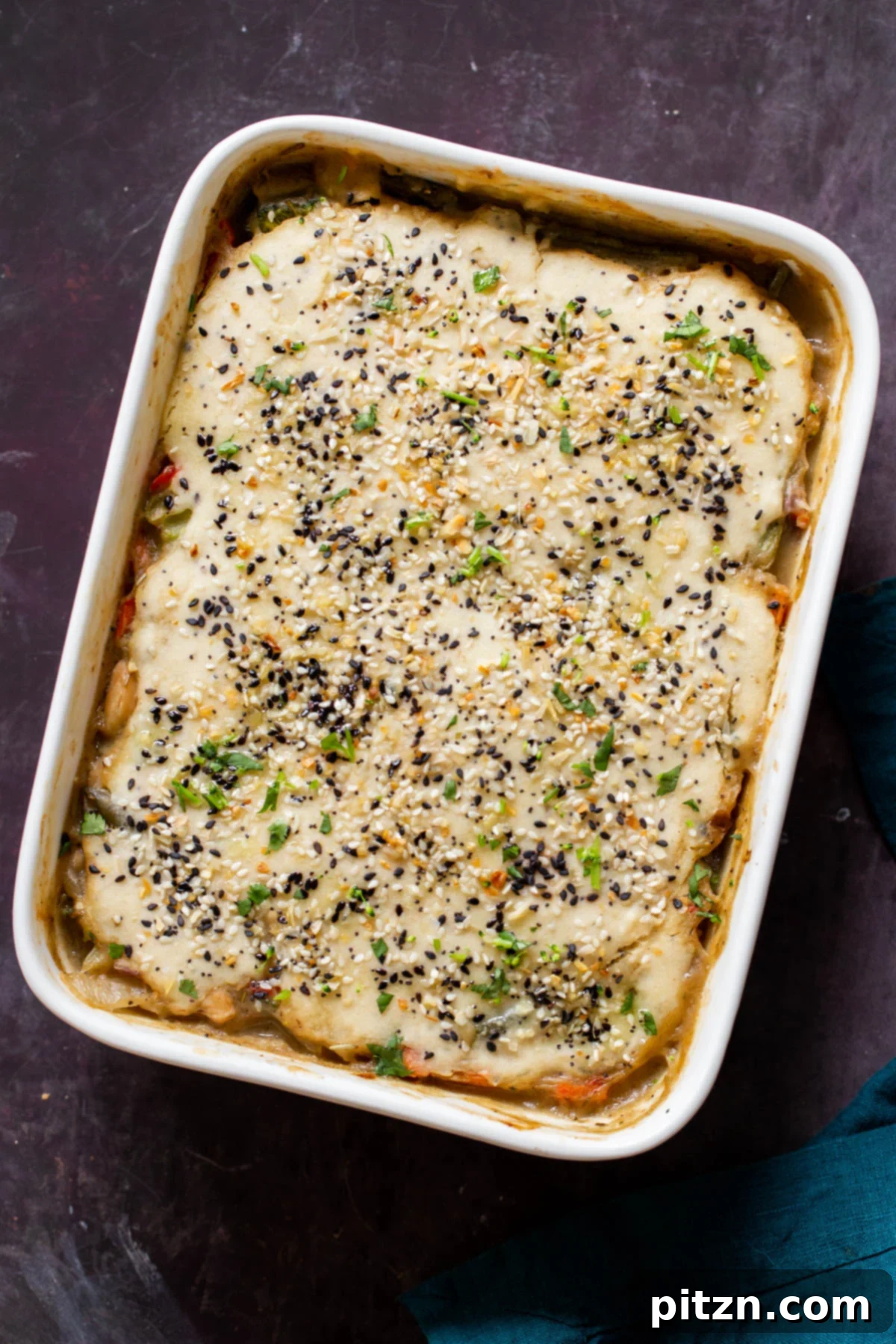 Everything Bagel Pot Pie Remix 4 Pan of everything bagel pot pie, freshly baked and ready to serve