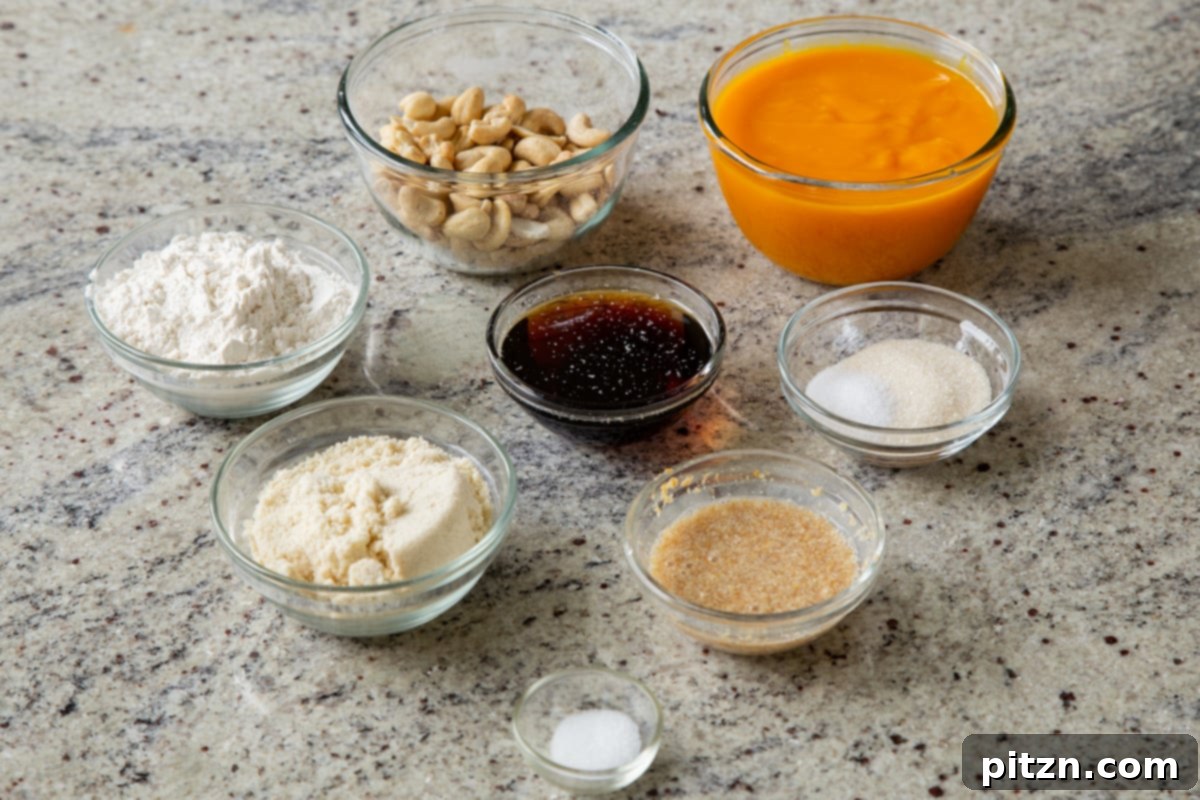mango puree and other mango bar ingredients in bowls on a kitchen counter