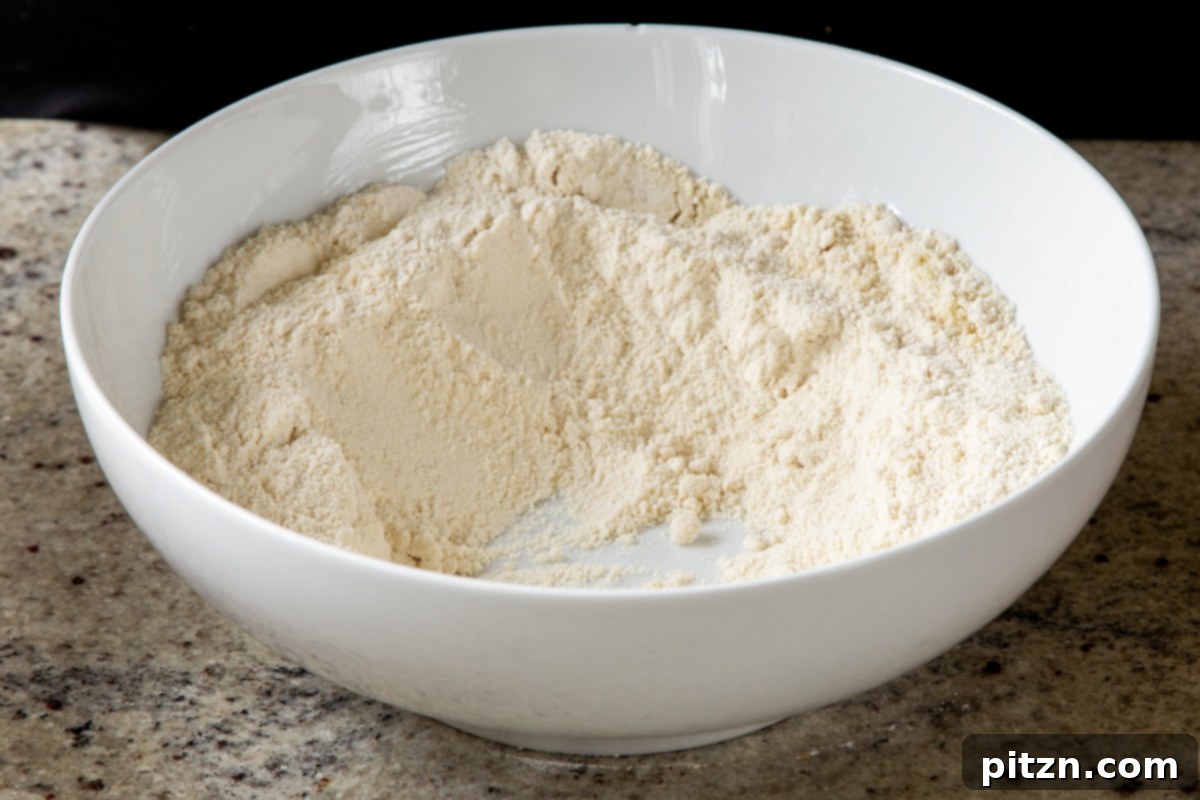 making a well in the center of the dry ingredients