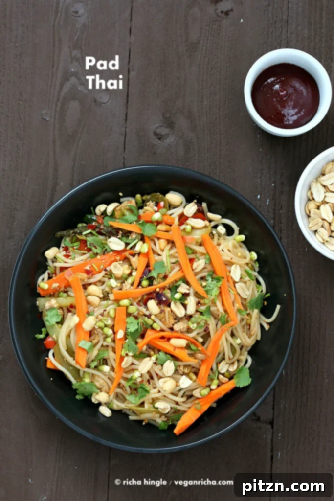 Everyday Vegan Eats Cookbook Reviewed Vegan Pad Thai Put To The Test 2 Delicious Vegan Pad Thai with rice noodles, vibrant vegetables, tangy tamarind, and a hint of Thai chili paste, topped with fresh sprouts and peanuts. A healthy and easy gluten-free weeknight meal for plant-based food lovers.