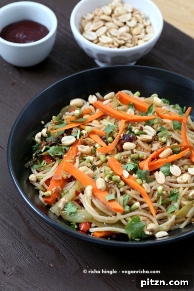 Everyday Vegan Eats Cookbook Reviewed Vegan Pad Thai Put To The Test 4 Vibrant and flavorful Vegan Pad Thai, an easy weeknight meal featuring stir-fried rice noodles, an assortment of fresh vegetables, tangy tamarind sauce, spicy Thai chili paste, and crunchy bean sprouts. A perfect gluten-free and plant-based recipe from VeganRicha.com.