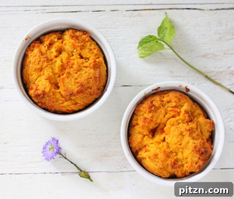 Vegan Carrot Cake Muffins and Halwa Delights 6 Two baked vegan carrot almond cakes on a wooden board, showcasing their rich, golden-brown crust.
