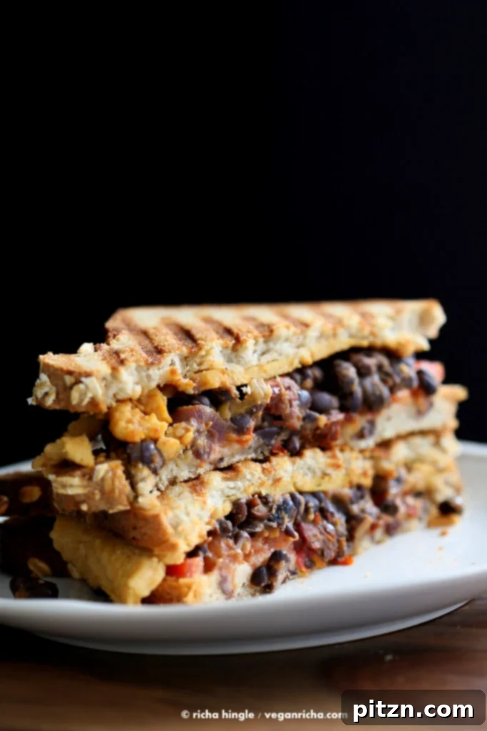 Vegan Black Bean Nacho Cheese Sandwich