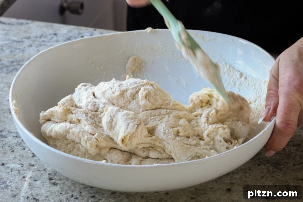 Melt-in-Your-Mouth Dinner Rolls 14 mixing the dough
