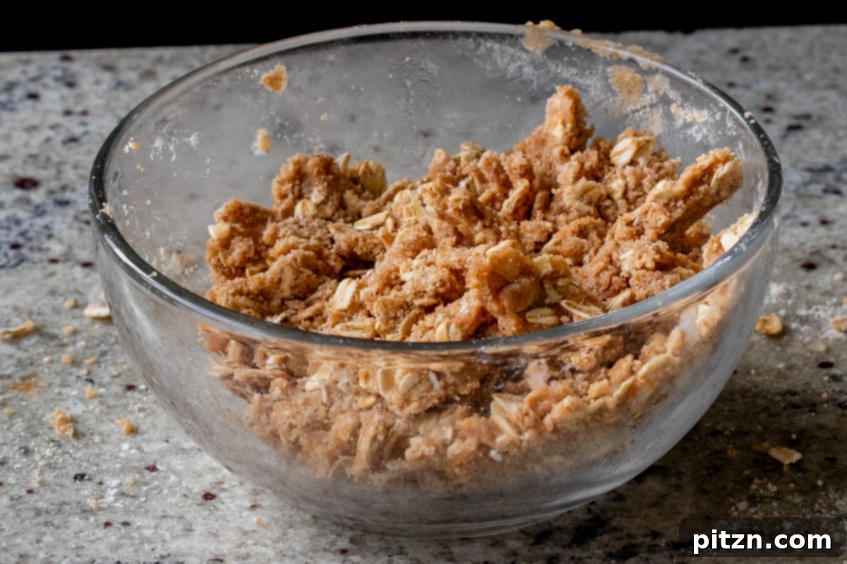 crumble topping in the bowl after mixing