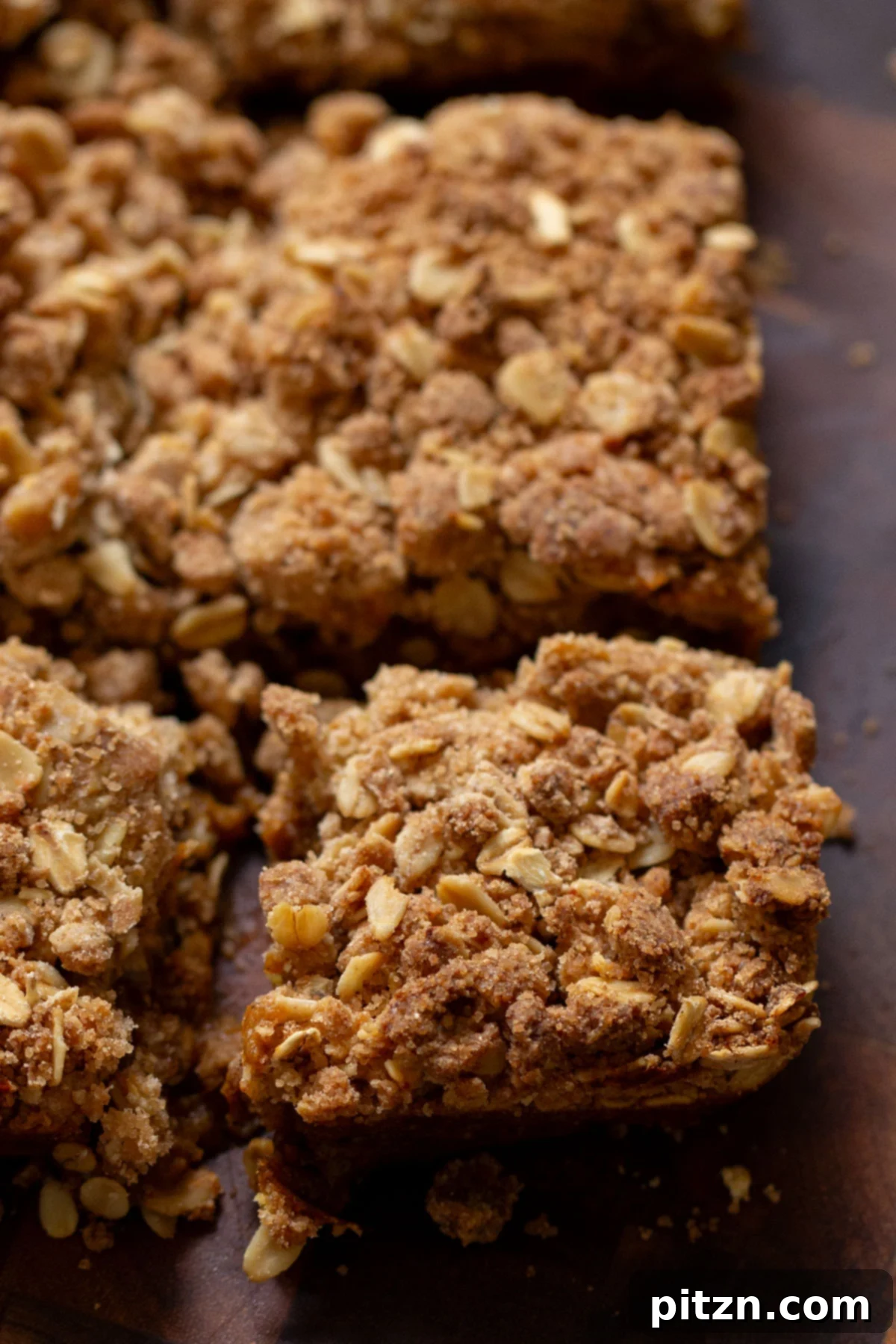 slice of pumpkin crisp on a wooden board