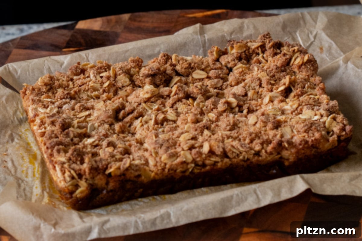 pumpkin crisp on the parchment paper, after removing from the baking pan