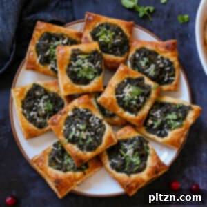 spinach puff pastry on a serving platter