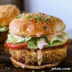 close-up of a spicy vegan chicken sandwich