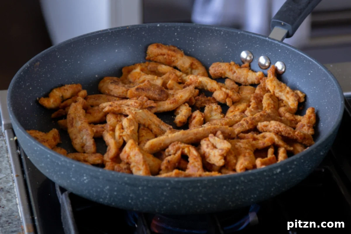 Zesty Indo Chinese Crispy Chicken and Soy Curls Nut Free Gluten Free Soy Free Adaptable 13 soy curls in the pan after cooking