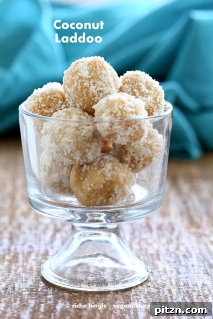 Fudgy Vegan Coconut Ladoo, perfect for Diwali and Dussehra