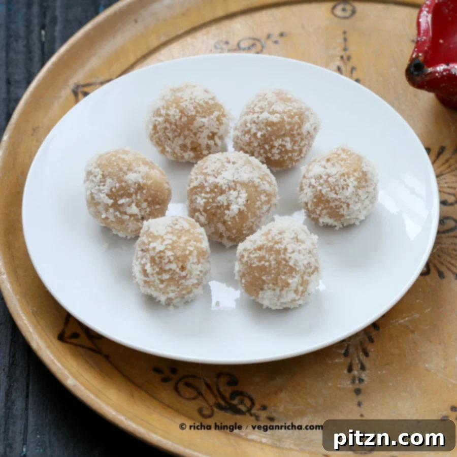 Simple 5-ingredient Coconut Ladoo, vegan and gluten-free
