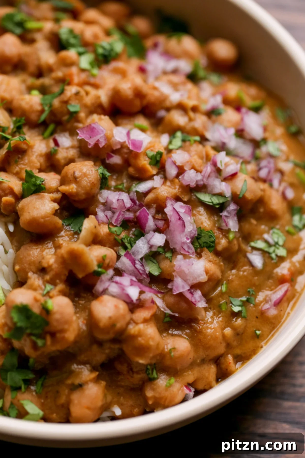 Instant Pot and Stovetop Punjabi Chole North Indian Chickpea Curry 3 close-up of Punjabi chole in a bowl