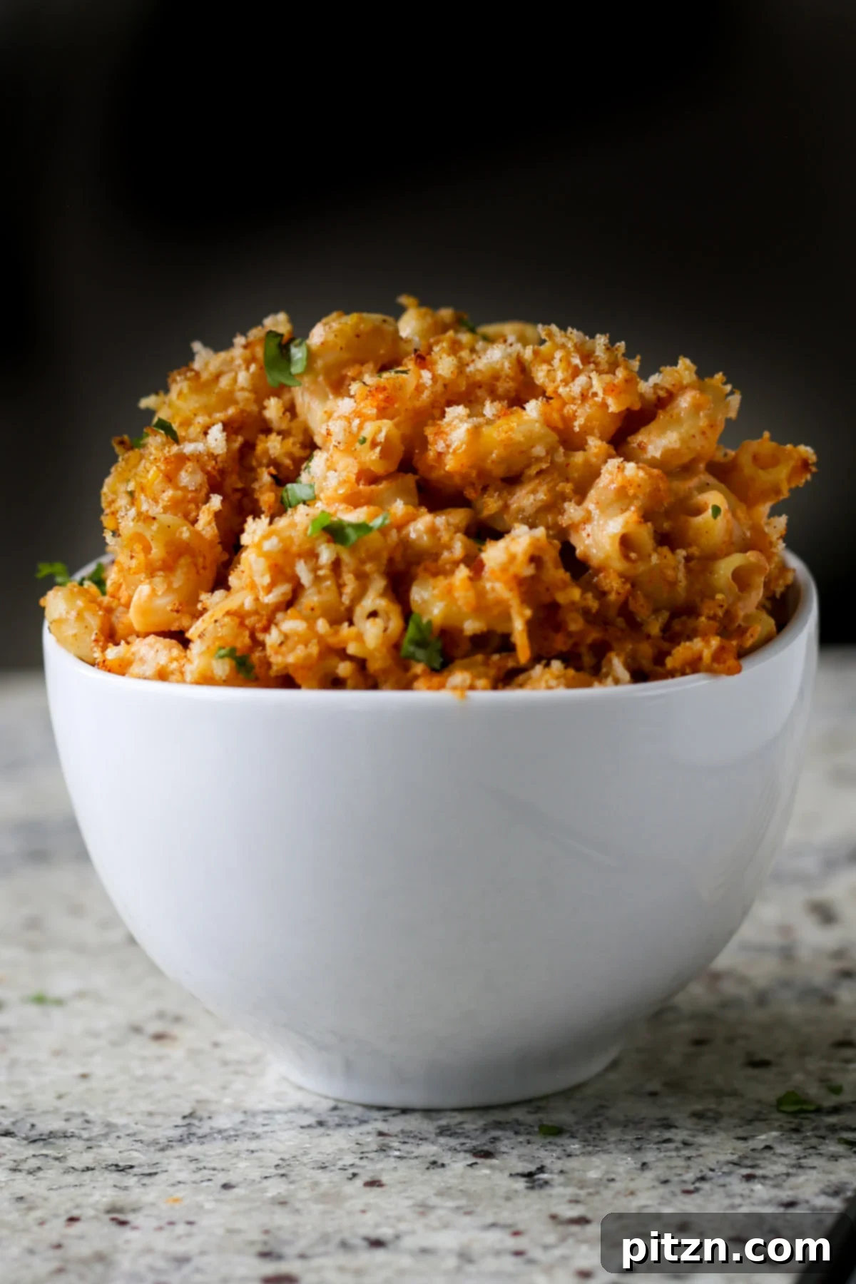 Creamy Smoky Vegan Mac and Cheese Bake 3 bowl of smoky vegan mac and cheese
