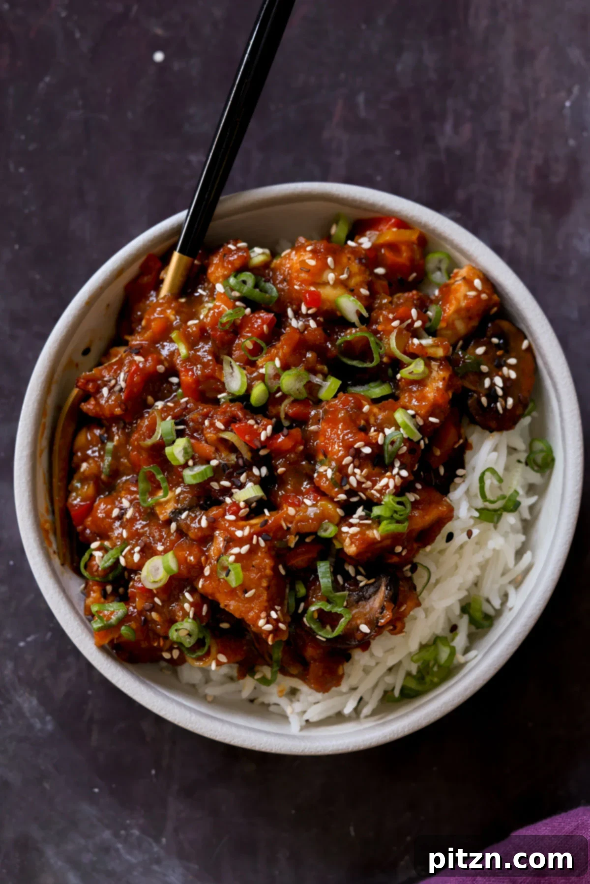 baked mushroom tofu stir fry in a bowl
