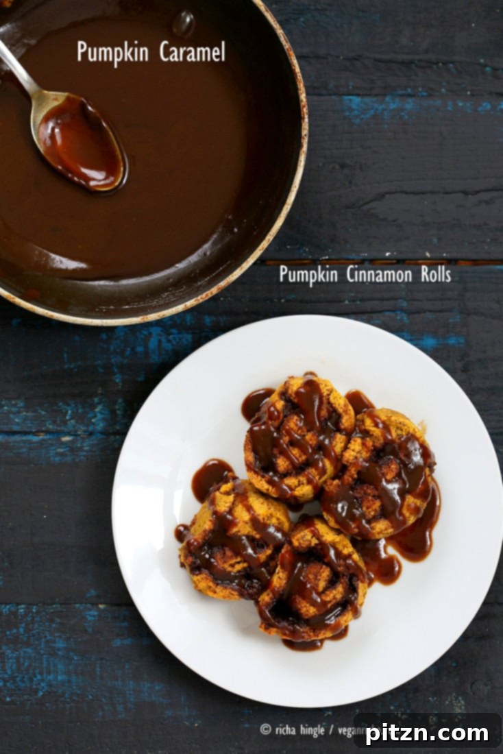 Cozy Gluten Free Yeast Free Pumpkin Cinnamon Rolls 6 Finished gluten-free pumpkin cinnamon rolls generously drizzled with spiced pumpkin caramel.