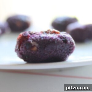 Blueberry oats semolina ladoo beautifully arranged on a white plate