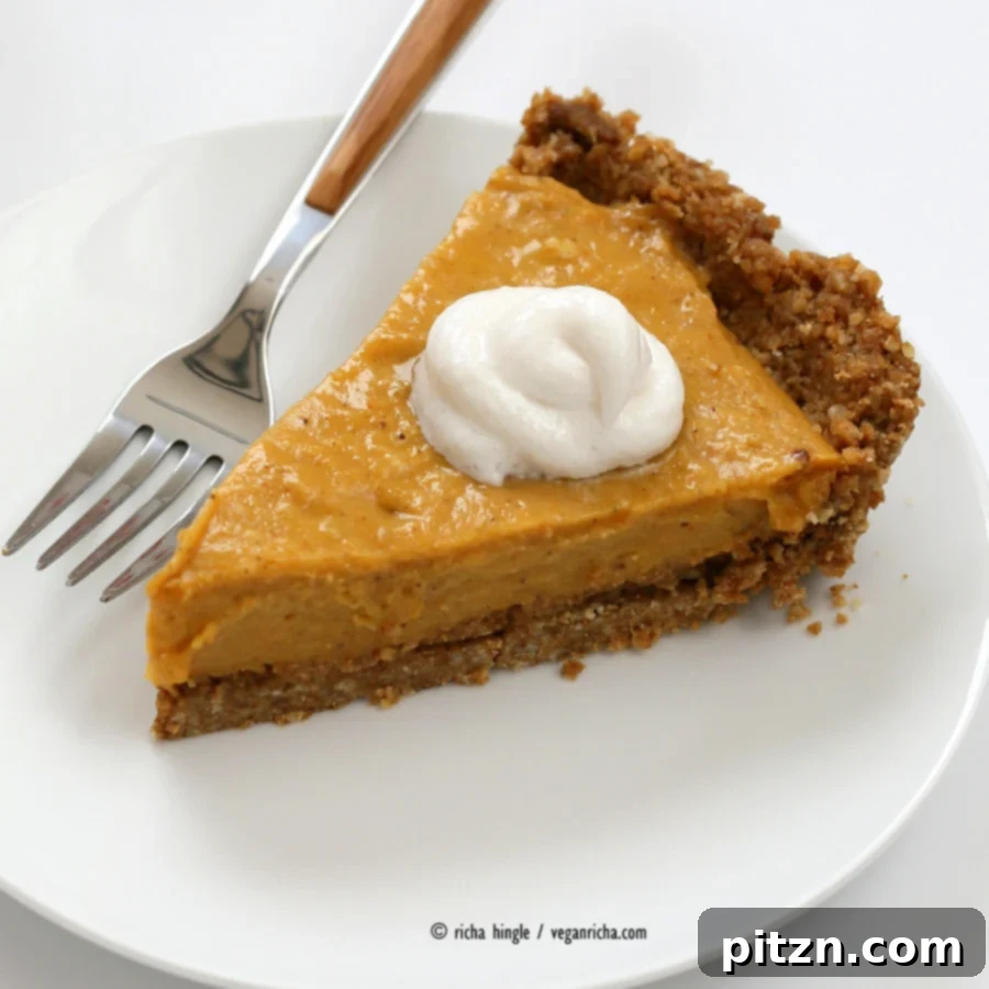 Classic Vegan No-Bake Pumpkin Pie with Gingerbread Crust