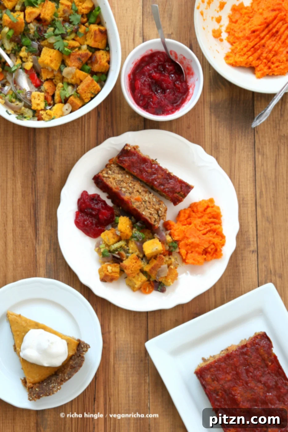 Delicious and healthy vegan Thanksgiving dishes ready for serving