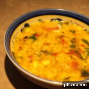 Tomato-Infused Yellow Mung Toor Daal 2 Yellow mung and toor daal with tomato, a delicious and healthy lentil curry