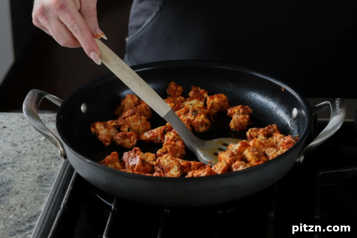 tofu after crisping up in the pan