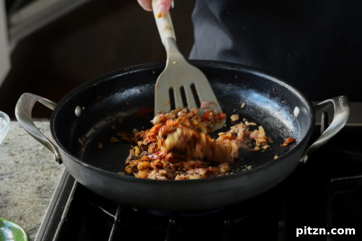 mixing the sauce ingredients together