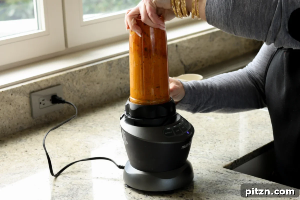 blending the sauce
