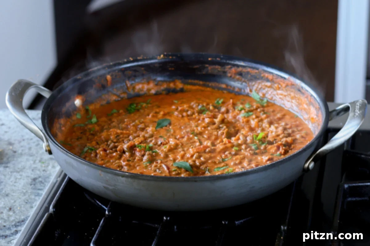 South Indian Soulmate Lentils 19 The finished Marry Me Lentils simmering in the pan, ready to be served.