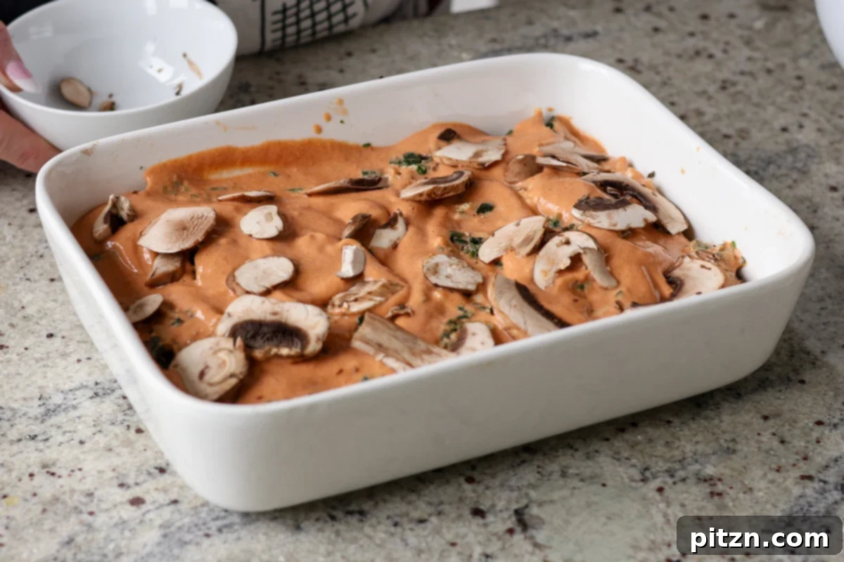 Marry Me Tofu Lasagna Bake 19 second layer of marry me sauce and veggies