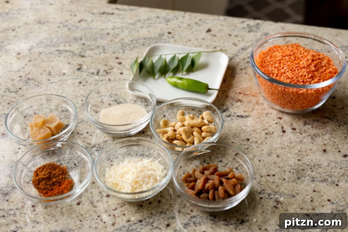 Lentil Protein World Tour Mix 8 Assortment of savory lentil granola ingredients laid out for preparation.