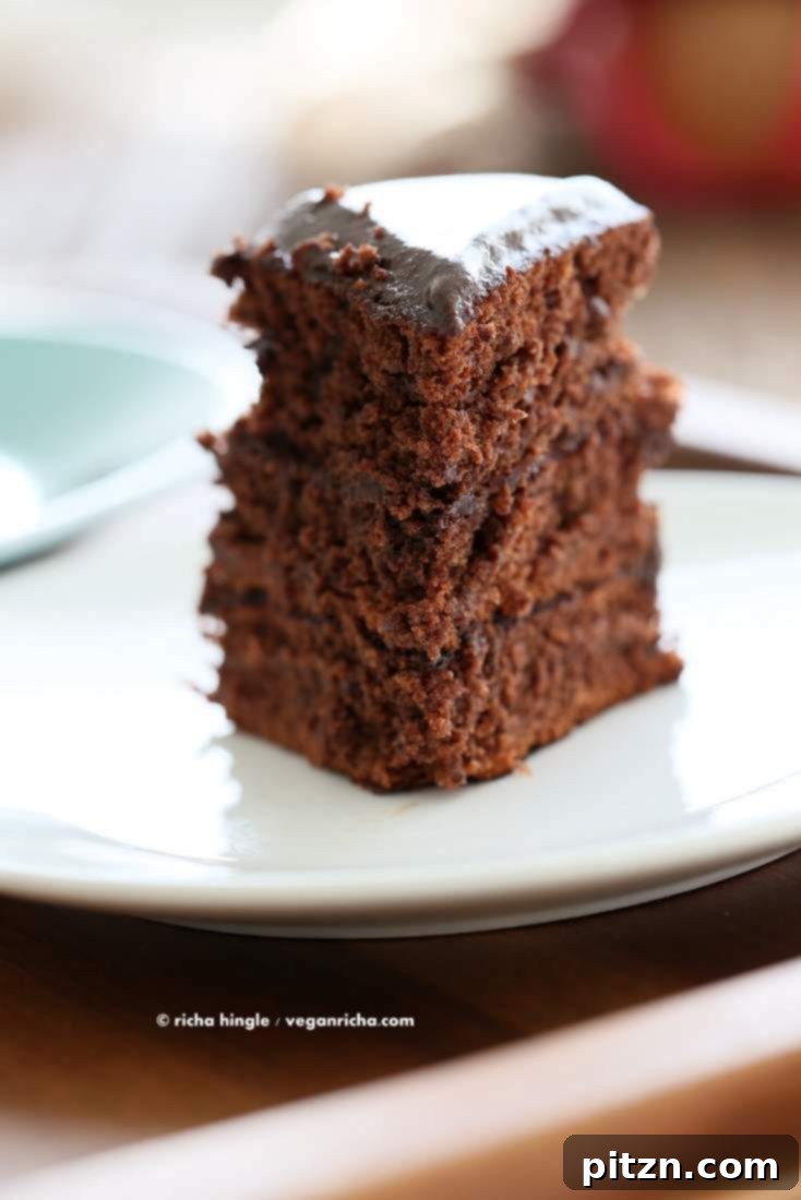 Stovetop Vegan Chocolate Layer Cake with Ganache - Ready to Serve
