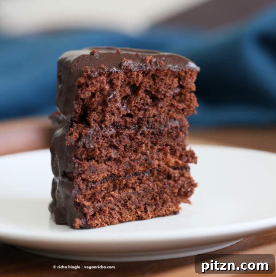 Moist and Decadent Vegan Chocolate Layer Cake with Ganache - Stovetop Cooked