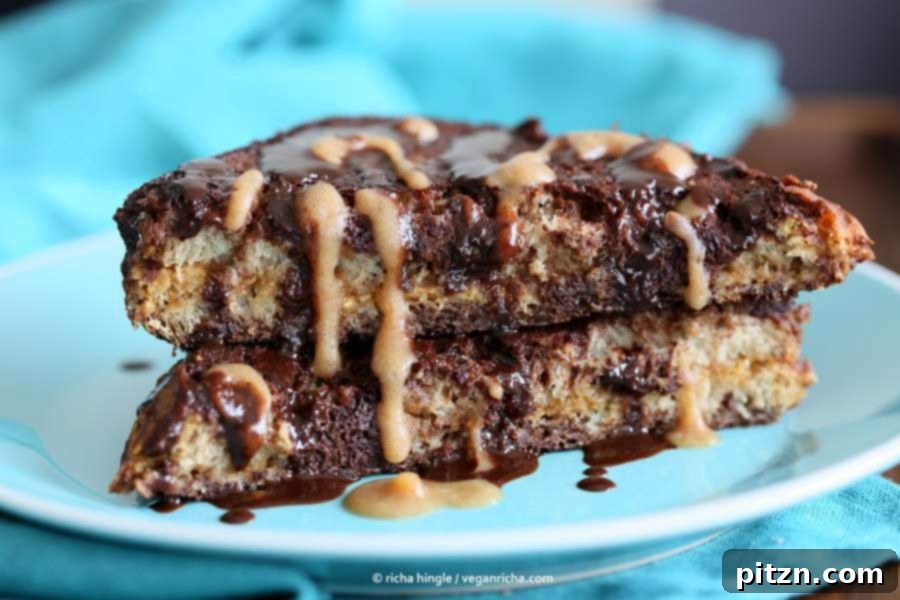 Decadent Salted Caramel Brownie French Toast with Almond Butter 4 PB Date Caramel Brownie French Toast | Vegan Richa